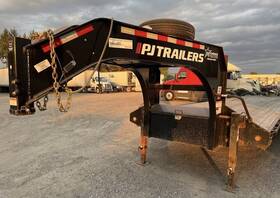 3f492 2023 Pj 35ft T/a Gooseneck Flatbed Equipment Car Hauler Trailer With Ramps