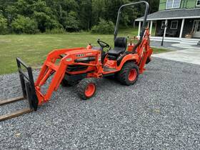 Bx22 Kubota Tractor Lawn Mower Backhoe Snow Blower Diesel 4x4 Forks And Bucket