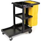 Fg617388bla Rubbermaid Cleaning Cart With Zippered Yellow Vinyl Bag 086876192292
