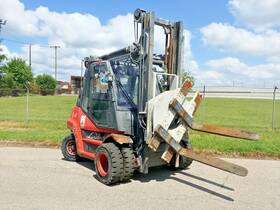H70d-396 Linde Forklift With Rotator Deutz Diesel 148 Inch Max Lift Height 10 000 Lbs