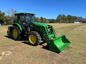 5090e John Deere 2023 Tractor With Jd 520m Loader 90hp Mfwd 75 Hours Heat/ac