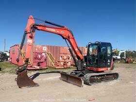 Kx080-4s 2018 Kubota Midi Excavator Rubber Tracks Backhoe Cab A/c Blade Bidadoo