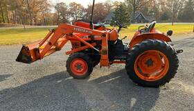 Bf400 L275 Kubota 4wd Diesel Farm 3 Point Pto Tractor With Loader Bucket And Forks