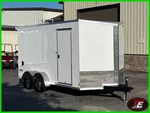 New 7' X 14' Pace American Journey V-nose Ramp Door Enclosed Cargo Trailer. Fixed Price $8595.00.