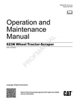 Caterpillar 623K Wheel Tractor Scraper Operators Maintenance Manual WTB1-UP. Fixed Price $95.00.