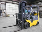 2003 Komatsu FG35BCS-7H, 7,000#, 7000# Cushion Tired Forklift W/3 Stage, Ss. Fixed Price $9885.00.