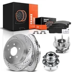 Rear Drilled Brake Rotor & Pad + Hub Bearing Ford Edge Lincoln Mkx 2007-2010. Fixed Price $217.99.