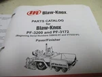 Ingersoll Rand Blaw Knox Pf 3200 3172 Paver Finisher Parts Manual. Fixed Price $49.99.