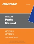 Daewoo Doosan GC15S-5 GC18S-5 Forklift Parts Catalog Manual Sn SB1091. Fixed Price $139.00.