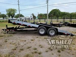New 2026 7 X 14K Flatbed Steel Deck Power Tilt Equipment Car Hauler Trailer. Fixed Price $8295.00.