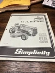 Vtg 1987 Simplicity Sunstar Lawn Tractor 14 16 18 20 Hp Parts Manual. Fixed Price $10.00.