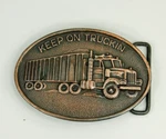 Keep On Trucking Tractor Trailer Copper Color Western Belt Buckle. Fixed Price $15.95.