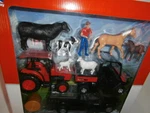 Newray Kubota Tractor Rtv Pickup Truck Trailer Horses Cows Hay Farm Playset. Fixed Price $55.00.
