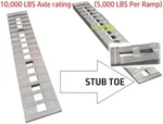94" X 15" 10000 Lbs Stub Toe Aluminum Trailer Ramps 8 Car 96 Auto Truck Hook End. Fixed Price $599.99.