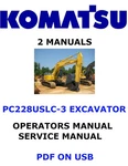 Komatsu PC228USLC-3 Hydraulic Excavator Owners Service Shop Operators Manual Pdf. Fixed Price $35.00.