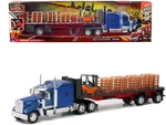 New Ray SS-10263A 1/32 Kenworth W900 Truck With Flatbed Trailer Blue. Fixed Price $84.99.