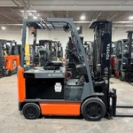 2022 Toyota 8FBCU32 6500LB Used Electric Forklift Triple Mast Sideshift 4131 Hrs. Fixed Price $19950.00.