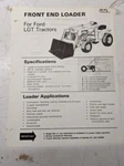 Front End Loader Ford Lgt Tractor Order Form, Specs Application Price. Fixed Price $50.09.