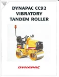 Equipment Brochure - Dynapac Cc 92 Vibratory Tandem Roller 1994 (E5733). Fixed Price $12.30.
