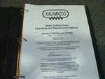Kalamazoo FS350SA Metal Cutting Saw Owner Operator & Maintenance Manual Sn 240-. Fixed Price $139.39.