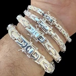 Real Solid 925 Silver Handmade Byzantine Heavy Mens Bracelet 5MM-10MM Box Clasp. Fixed Price $259.20.