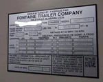 Aluminum Data Plate Fit For Fontaine Truck Trailer Engraved. Fixed Price $98.00.