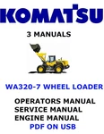 Komatsu WA320-7 Wheel Loader Service Engine Repair Owners Manuals Pdfs On Usb. Fixed Price $35.00.