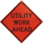 48 Utility Work Ahead Orange Diamond Traffic Control Sign For Road Safety. Fixed Price $59.99.