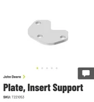 John Deere Original Equipment Plate -T221053. For 772G Grader Retainer. Fixed Price $15.00.
