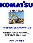 Komatsu PC150LC-6K Hydraulic Excavator Service Shop Operators Owner Manual Pdf. Fixed Price $35.00.