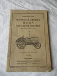 International Mccormick-deering 15-30 Hp Gear Drive Tractor Instruction Manual. Fixed Price $33.15.