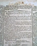 President George Washington John Adams & Thomas Jefferson Acts 1790 Newspaper. Fixed Price $135.00.
