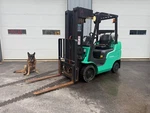 2015 Mitsubishi Cat FGC25N Lpg Cushion Tire 5000 Lb Quad Mast Forklift 42 Forks. Fixed Price $8900.00.