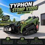 Typhon Stomp V1000 1.5TON Skid Steer Loader Kubota D1105 W Grapple And Bucket. Fixed Price $14534.05.