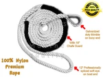 3 Strand Mooring Line Pendant Nylon Rope 1/2" X 12' With Chafe Guard Thimble. Fixed Price $64.00.