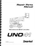 Snorkel UNO-41 Articulating Boom Lift 02-01 And After Repair Parts Manual. Fixed Price $59.95.