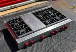 Wolf 48" Pro-style Gas Rangetop W/6 Dual-stacked Sealed Burners SRT486G-LP. Fixed Price $3499.00.