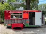 Red 16'X7.5' 2018 Freedom Food Trailer In Great Condition. Fixed Price $32500.00.