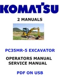 Komatsu PC35MR-5 Hydraulic Excavator Service Shop Operators Owner's Manual Pdf. Fixed Price $35.00.
