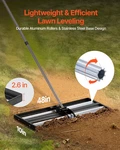 Vevor Updated Lawn Leveling Rake With Roller, 48'' X 10" Stainless Steel. Fixed Price $120.90.