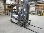 2007 Nissan Model MCPL02A28LV 5,500#, 5500# Lpg Cushion Tired Forklift. Fixed Price $8885.00.