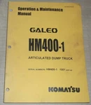 Komatsu HM400-1 Articulated Dump Truck Operation & Maintenance Book Manual 1001-. Fixed Price $44.99.