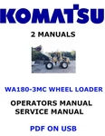 Komatsu WA180-3MC Wheel Loader Service Repair Owners Manuals Pdfs On Usb. Fixed Price $29.00.