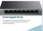 Tp-link Litewave LS108GP 8-PORT Gigabit Desktop Poe+ Switch 62W Metal Plug Play. Fixed Price $45.00.