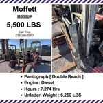 2005 Moffett M5500P Forklift Rated 5500LB Dbl Reach Service Is Up To Date. Fixed Price $10900.00.