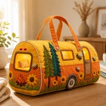 Quilted Camping Trailer Duffle Bag Weekender Travel Tote Gift. Fixed Price $12.99.
