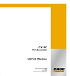 Case CX18C Mini Excavator Service Manual. Fixed Price $96.00.