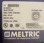 (2) Ea 63-68043 Meltric DSN60 Inlet Plug. Fixed Price $100.00.