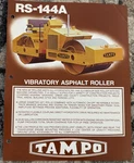 Tampo RS-144A Vibratory Asphalt Roller Brochure AMIL25. Fixed Price $21.99.
