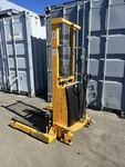 Used Uline Semi-electric Straddle Stacker 63"- Warehouse Lift. Fixed Price $2800.00.